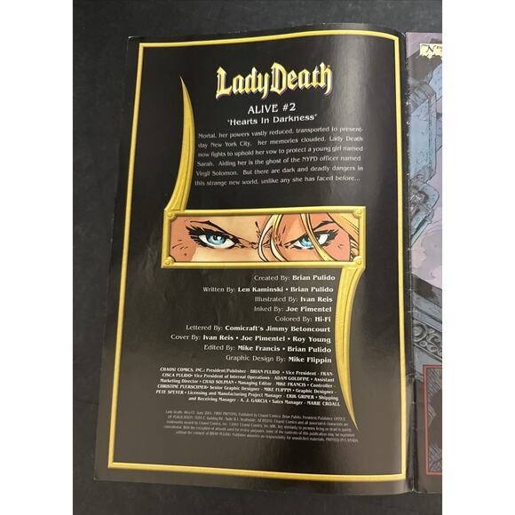 Chaos On The Edge Lady Death Alive #2 Comic Book Chyna WWF June 2001 - Picture 3 of 3